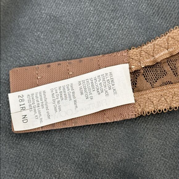 Vintage Fruit of the Loom Bra 36C Helenca Lace Sheer Brown Unlined 4425 - Picture 9 of 9